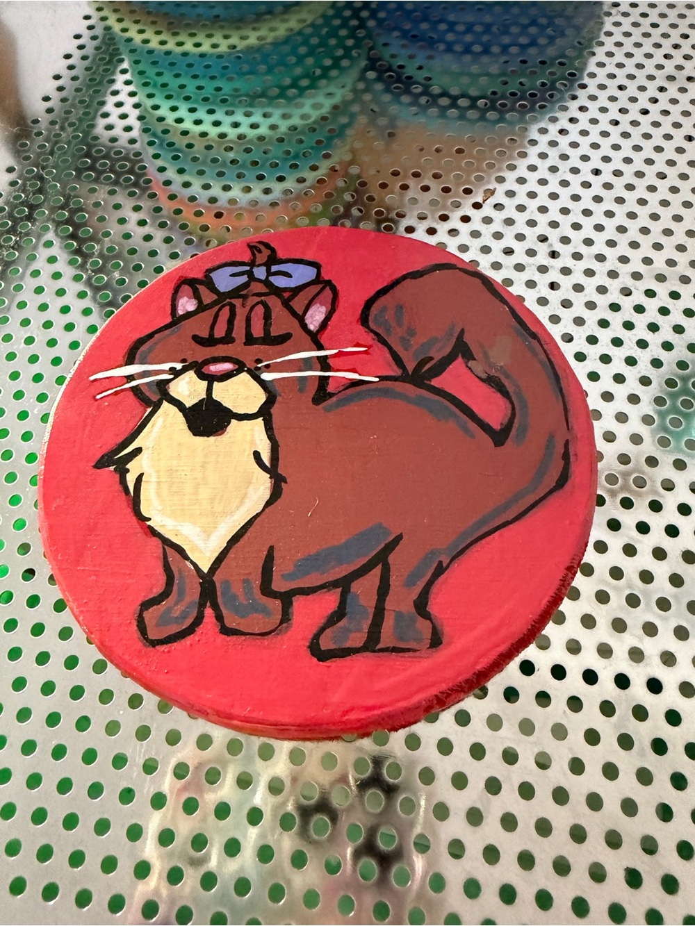Custom hand painted Disney cat Felicia coaster